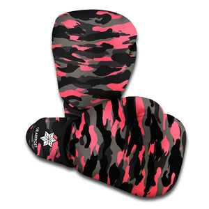 Black And Pink Camouflage Print Boxing Gloves