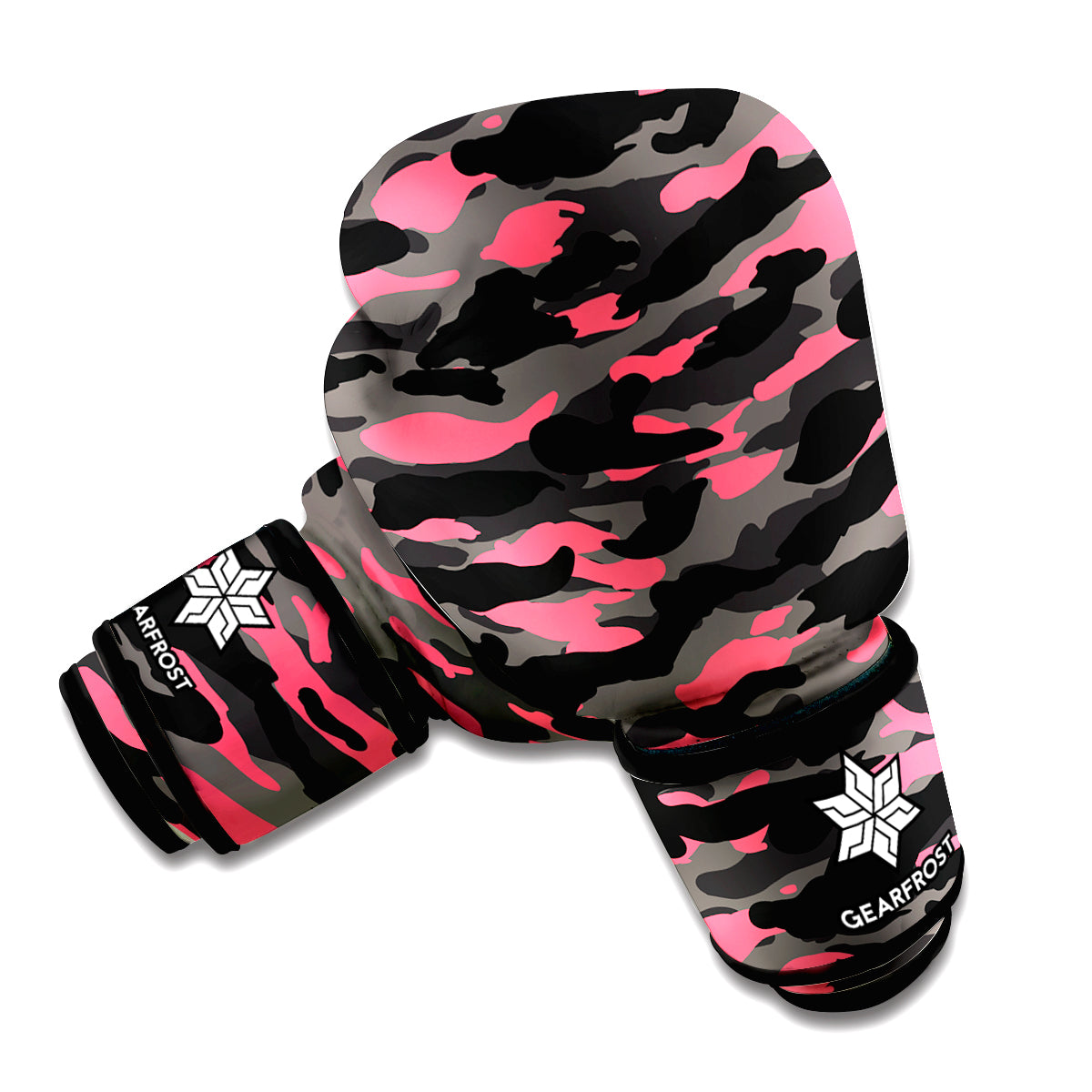 Black And Pink Camouflage Print Boxing Gloves