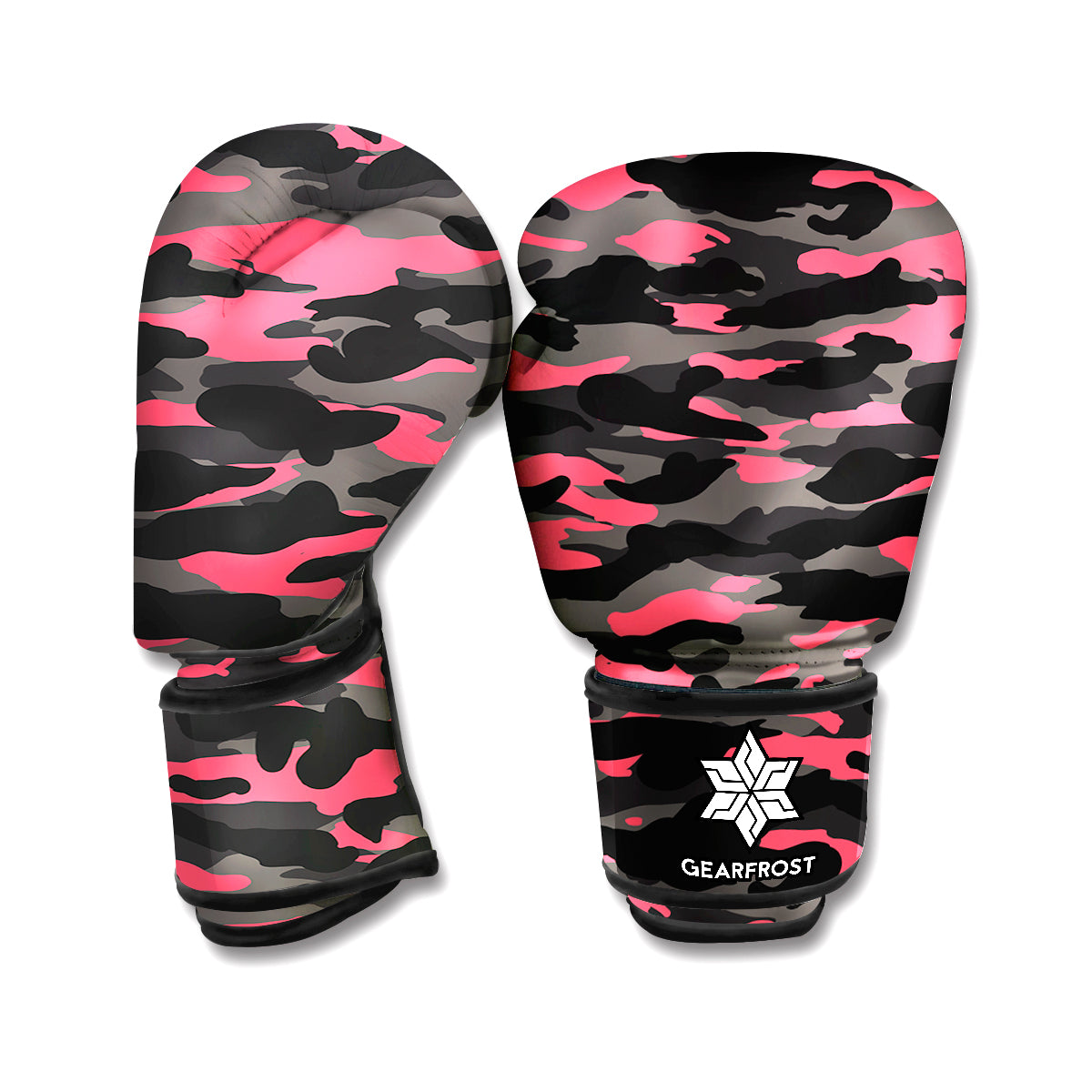 Black And Pink Camouflage Print Boxing Gloves