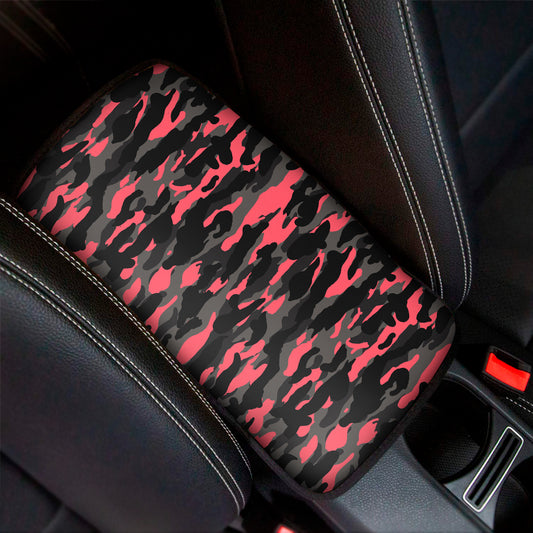 Black And Pink Camouflage Print Car Center Console Cover