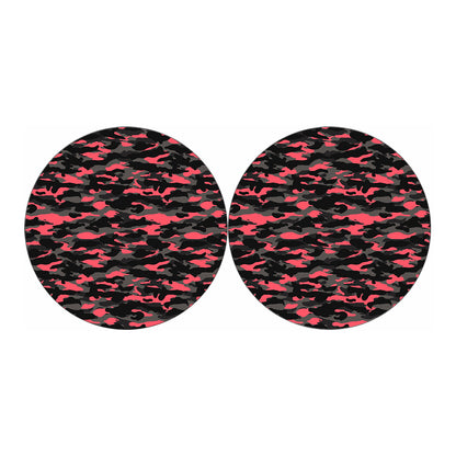 Black And Pink Camouflage Print Car Coasters