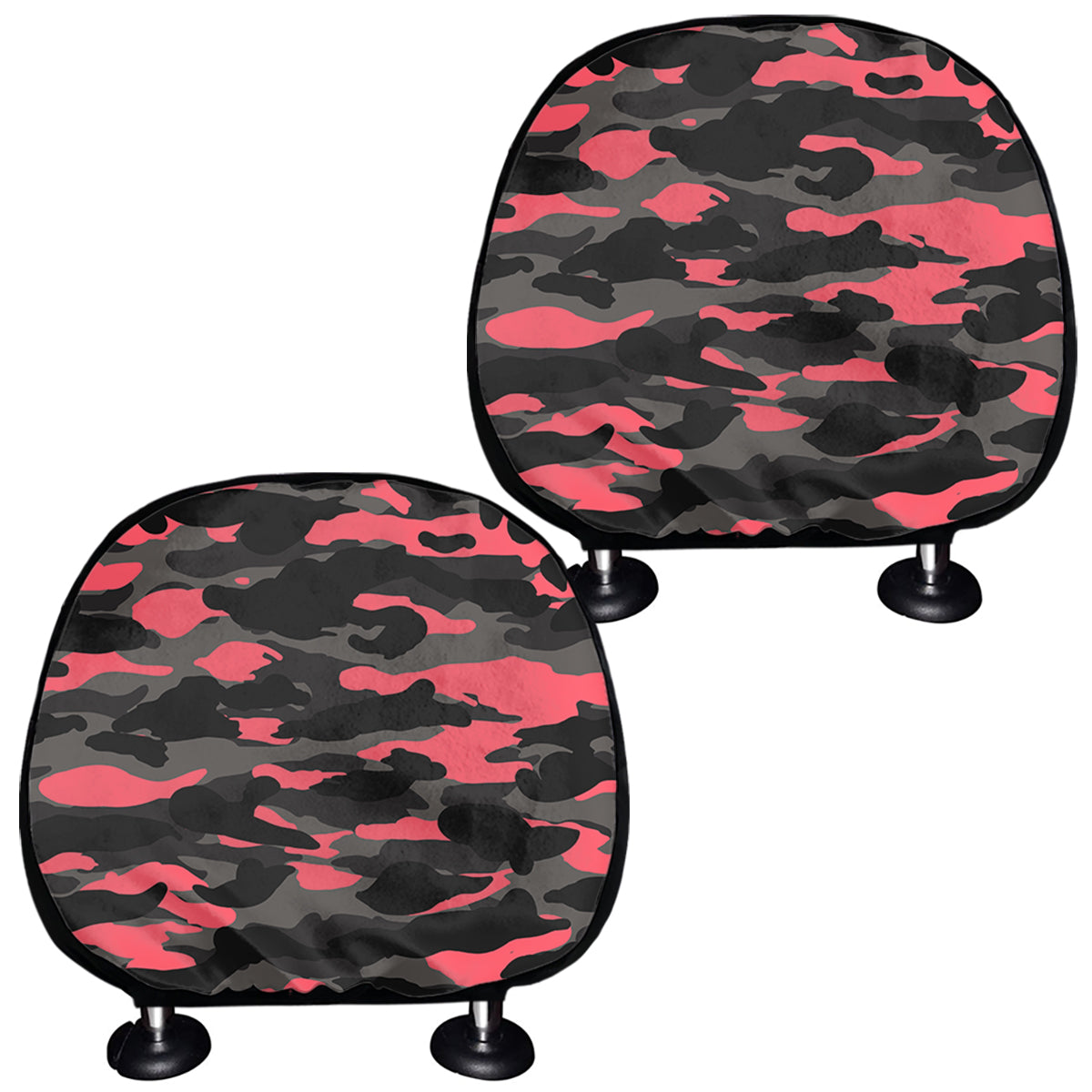 Black And Pink Camouflage Print Car Headrest Covers
