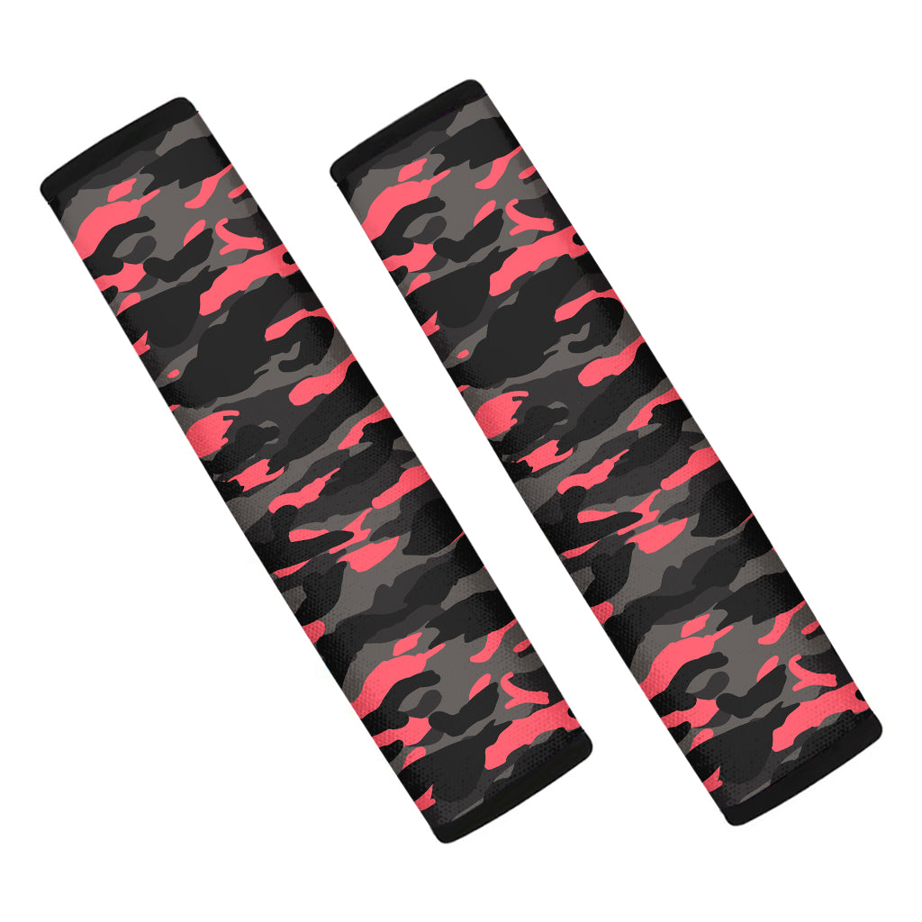 Black And Pink Camouflage Print Car Seat Belt Covers