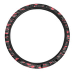 Black And Pink Camouflage Print Car Steering Wheel Cover