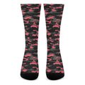 Black And Pink Camouflage Print Crew Socks
