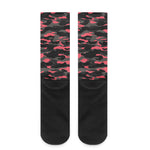 Black And Pink Camouflage Print Crew Socks