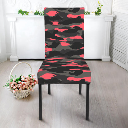 Black And Pink Camouflage Print Dining Chair Slipcover