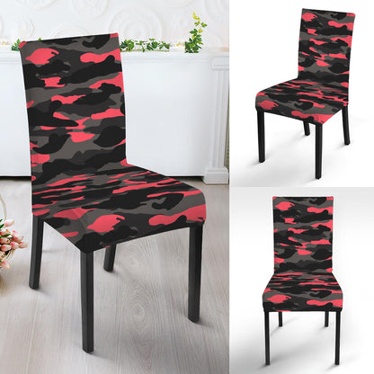 Black And Pink Camouflage Print Dining Chair Slipcover