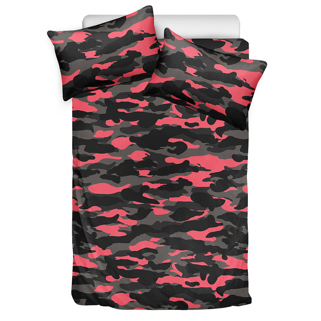 Black And Pink Camouflage Print Duvet Cover Bedding Set