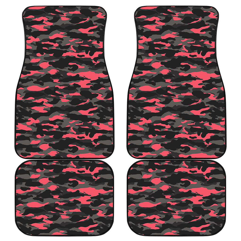 Black And Pink Camouflage Print Front and Back Car Floor Mats