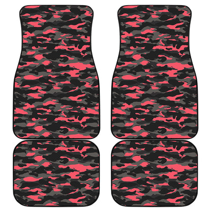 Black And Pink Camouflage Print Front and Back Car Floor Mats