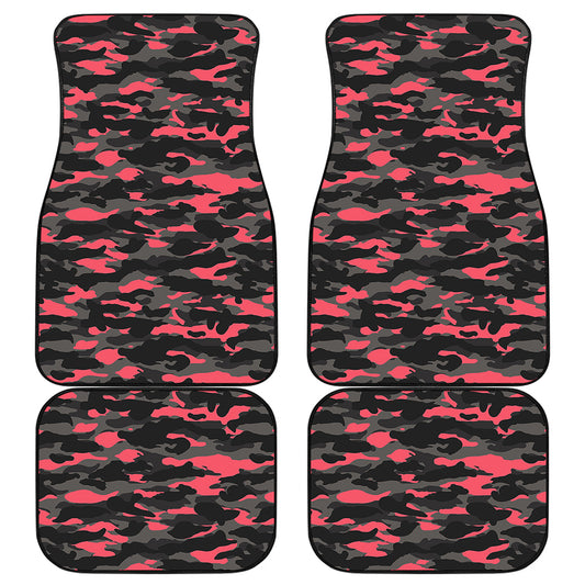 Black And Pink Camouflage Print Front and Back Car Floor Mats