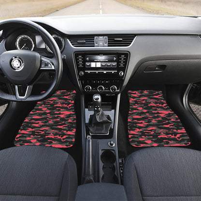Black And Pink Camouflage Print Front and Back Car Floor Mats
