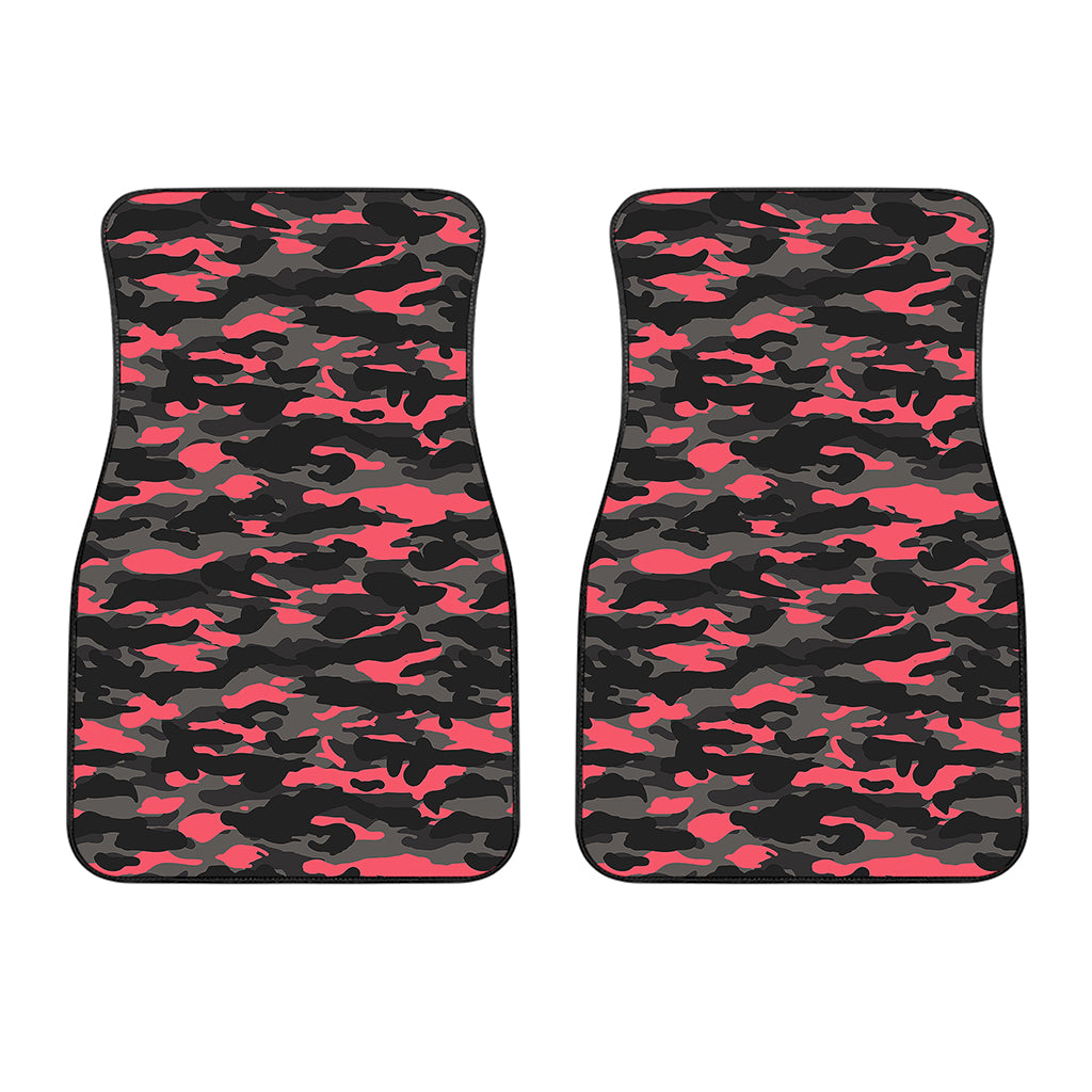 Black And Pink Camouflage Print Front Car Floor Mats