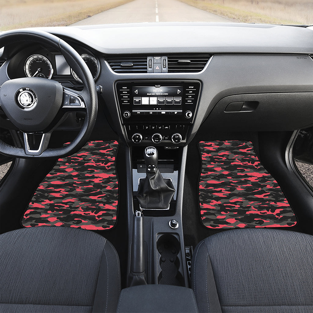 Black And Pink Camouflage Print Front Car Floor Mats