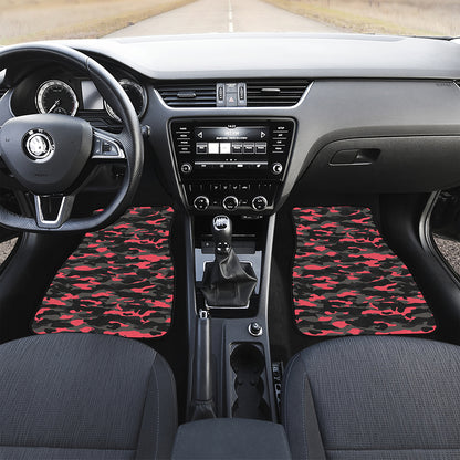 Black And Pink Camouflage Print Front Car Floor Mats