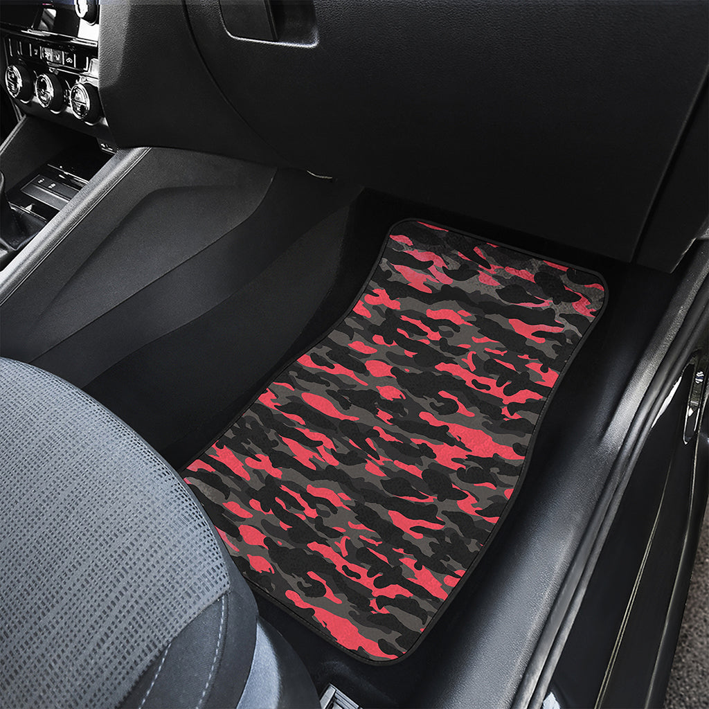 Black And Pink Camouflage Print Front Car Floor Mats