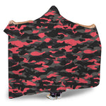Black And Pink Camouflage Print Hooded Blanket