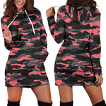 Black And Pink Camouflage Print Hoodie Dress GearFrost