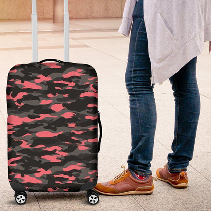 Black And Pink Camouflage Print Luggage Cover GearFrost