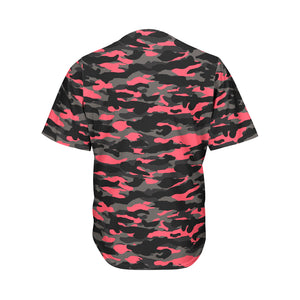 Black And Pink Camouflage Print Men's Baseball Jersey