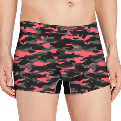 Black And Pink Camouflage Print Men's Boxer Briefs