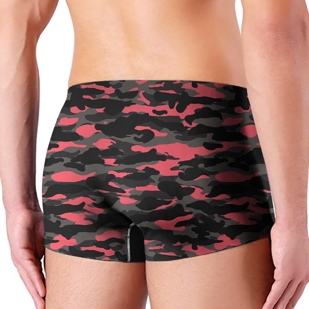 Black And Pink Camouflage Print Men's Boxer Briefs