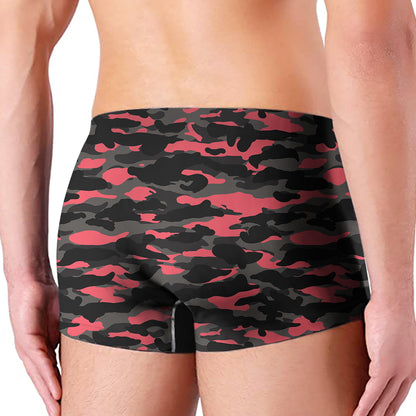 Black And Pink Camouflage Print Men's Boxer Briefs