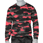 Black And Pink Camouflage Print Men's Crewneck Sweatshirt GearFrost