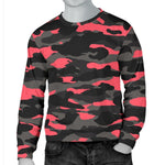 Black And Pink Camouflage Print Men's Crewneck Sweatshirt GearFrost