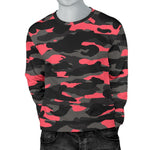 Black And Pink Camouflage Print Men's Crewneck Sweatshirt GearFrost