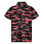 Black And Pink Camouflage Print Men's Short Sleeve Shirt