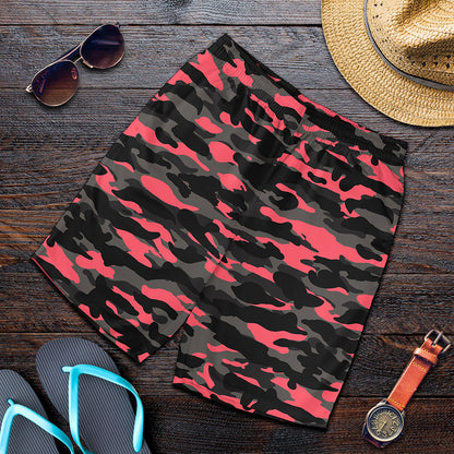 Black And Pink Camouflage Print Men's Shorts
