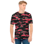 Black And Pink Camouflage Print Men's T-Shirt