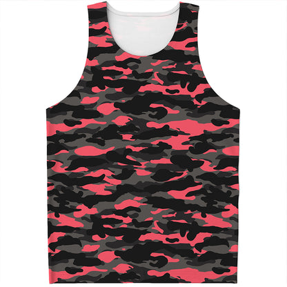 Black And Pink Camouflage Print Men's Tank Top