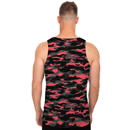 Black And Pink Camouflage Print Men's Tank Top