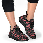 Black And Pink Camouflage Print Mesh Knit Shoes GearFrost