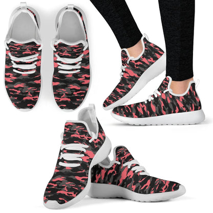 Black And Pink Camouflage Print Mesh Knit Shoes GearFrost