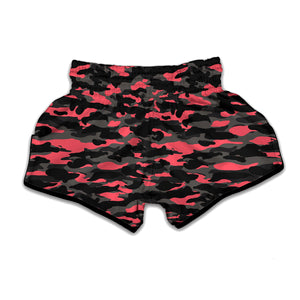 Black And Pink Camouflage Print Muay Thai Boxing Shorts