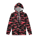 Black And Pink Camouflage Print Pullover Hoodie