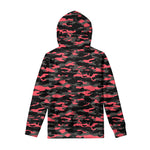 Black And Pink Camouflage Print Pullover Hoodie