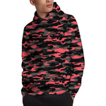 Black And Pink Camouflage Print Pullover Hoodie