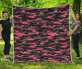 Black And Pink Camouflage Print Quilt