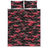 Black And Pink Camouflage Print Quilt Bed Set