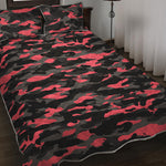 Black And Pink Camouflage Print Quilt Bed Set