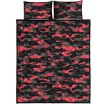 Black And Pink Camouflage Print Quilt Bed Set