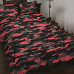 Black And Pink Camouflage Print Quilt Bed Set