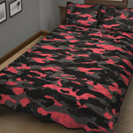 Black And Pink Camouflage Print Quilt Bed Set