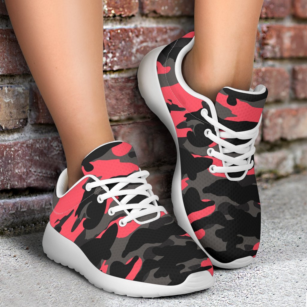 Black And Pink Camouflage Print Sport Shoes GearFrost