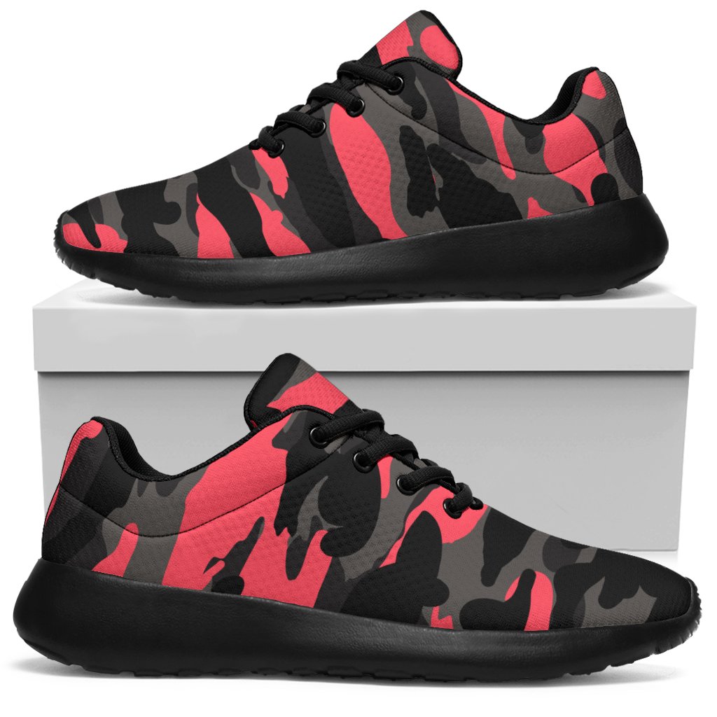 Black And Pink Camouflage Print Sport Shoes GearFrost